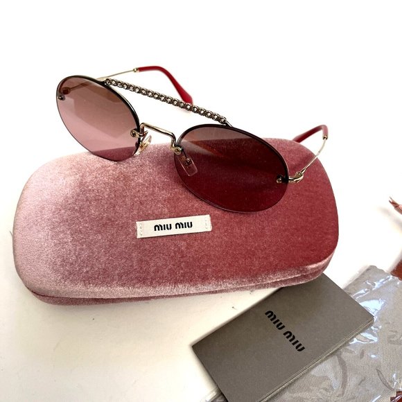 New in Case Original $500 MIU MIU Evolution Rhinestone Rimless Round Sunglasses main image 11